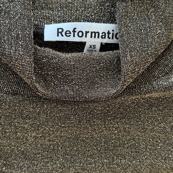 Reformation Shimmering Black Long Sleeve Dress - Picture 3 of 4